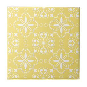 Modern Mediterranean Yellow White Pattern Ceramic Tile