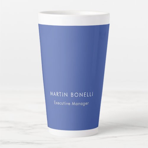 Modern Medium Blue Plain Minimalist Add Name Latte Mug
