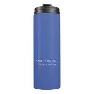 Modern Medium Blue Plain Minimalist Add Name Thermal Tumbler