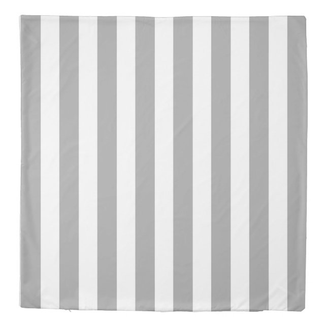 Modern Medium Gray Stripes White Background Duvet Cover (Back)