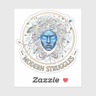 Modern Medusa Tech Struggles - Cyberpunk Greek Sticker
