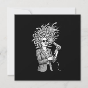 Modern Medusa Using Hair Dryer Funny Mythology Ill Announcement