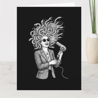 Modern Medusa Using Hair Dryer Funny Mythology Ill Card