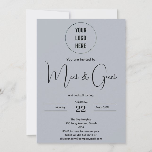 Modern meet and greet business minimalist  invitat invitation (Front)