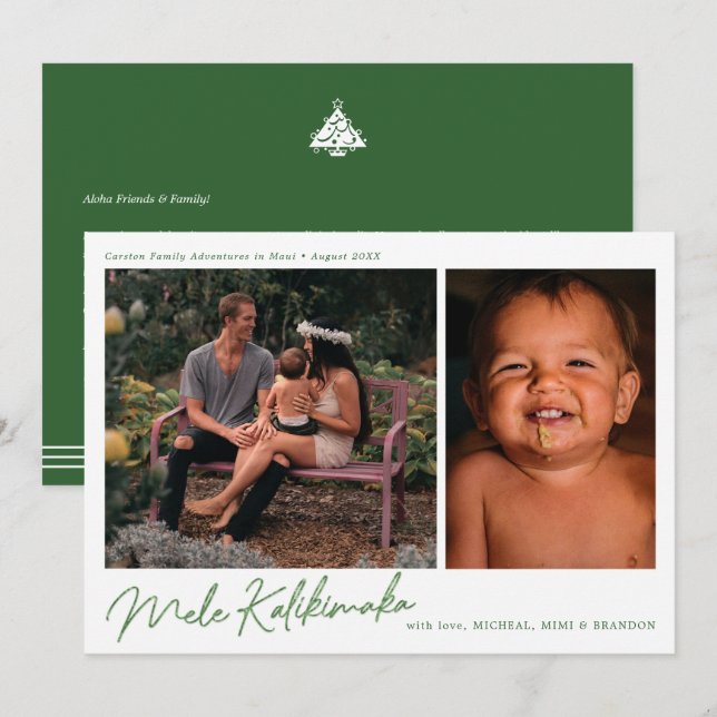 Modern Mele Kalikimaka 2 Photo Holiday (Front/Back)