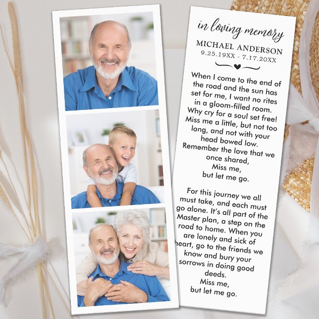 Modern Memorial 3 Picture Custom Funeral Prayer Bookmarks (Creator Uploaded)