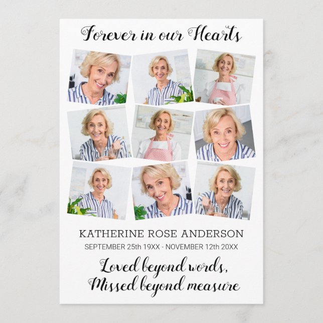 Modern Memorial 9 Photo Order Of Service Funeral  Program (Front)