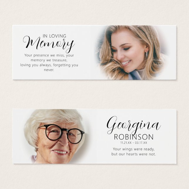 Modern Memorial Before & After Photo Bookmark (Front & Back)