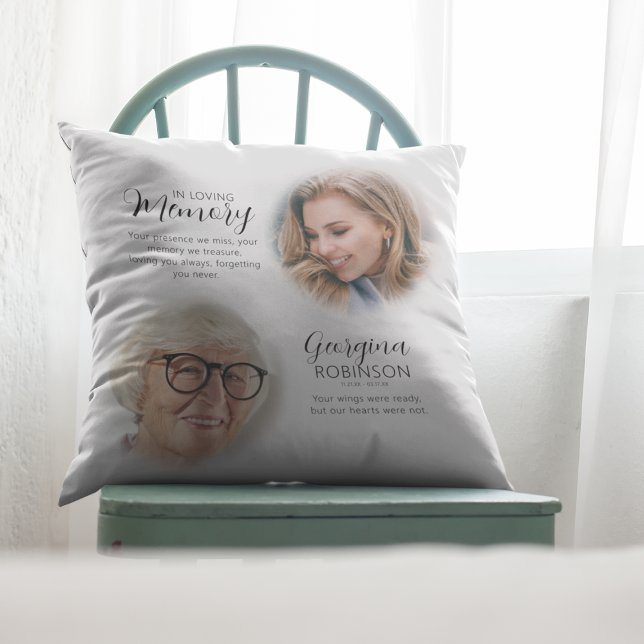 Modern Memorial Before & After Photo Throw Pillow (Creator Uploaded)