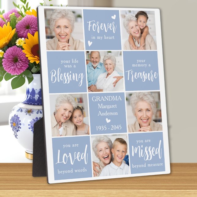 Modern Memorial Family Personalized Photo Collage  Plaque (Creator Uploaded)