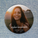 Modern Memorial | Forever Loved Funeral Tribute Button<br><div class="desc">Modern, simple photo memorial funeral button to celebrate the life of your loved one in a modern minimalist design style. The template design can easily be personalized with your own photo and text to create a special tribute to your loved one or as part of thier funeral, memorial or celebration...</div>