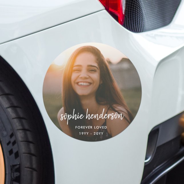 Modern Memorial | Forever Loved Funeral Tribute Car Magnet (Creator Uploaded)