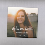 Modern Memorial | Forever Loved Funeral Tribute Magnet<br><div class="desc">Modern, simple photo memorial funeral fridge magnet to celebrate the life of your loved one in a modern minimalist design style. The template design can easily be personalized with your own photo and text to create a special tribute to your loved one or as part of thier funeral, memorial or...</div>