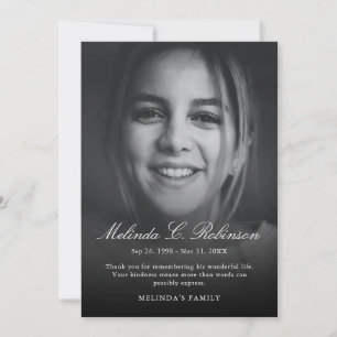 Modern Memorial Funeral Bereavement Sympathy Photo Thank You Card