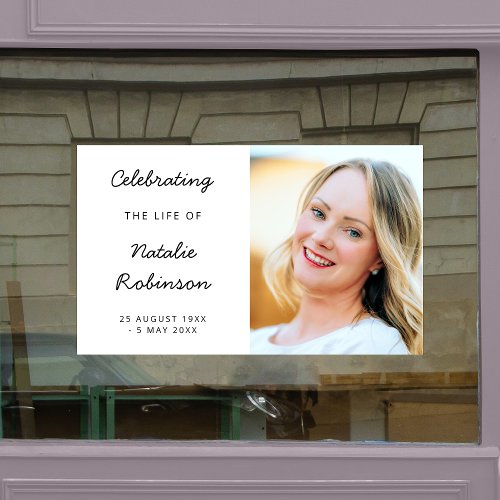 Modern Memorial  Funeral Celebration of Life Window Cling
