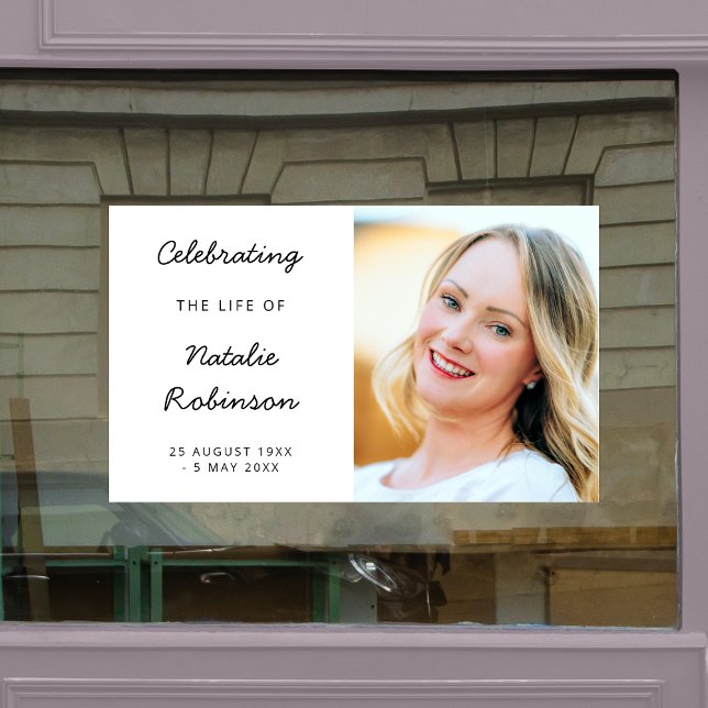 Modern Memorial | Funeral Celebration of Life Window Cling (Creator Uploaded)