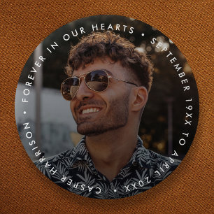 Modern Memorial   Funeral Keepsake Tribute Photo Button