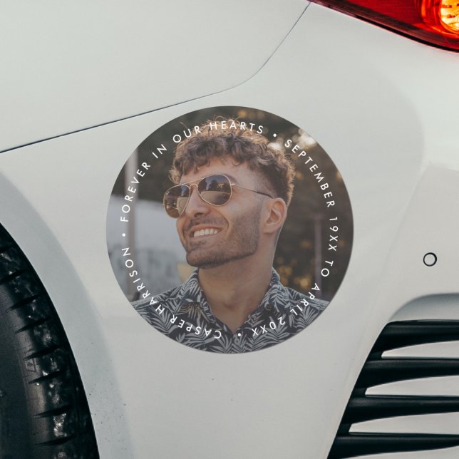 Modern Memorial | Funeral Keepsake Tribute Photo Car Magnet (Creator Uploaded)