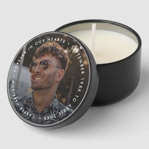 Modern Memorial Funeral Keepsake Tribute Photo Mini Candle Favors