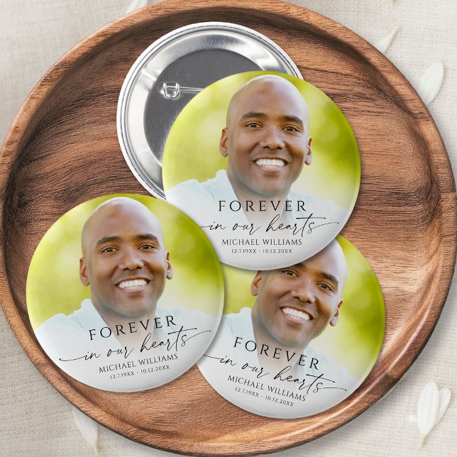 Modern Memorial Funeral Photo Keepsake Button (Creator Uploaded)