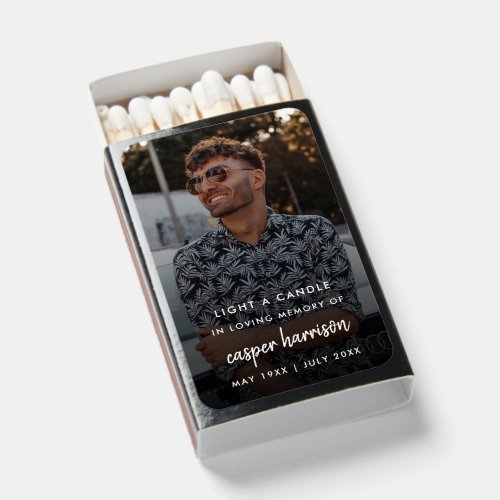 Modern Memorial  Funeral Photo Light a Candle Matchboxes