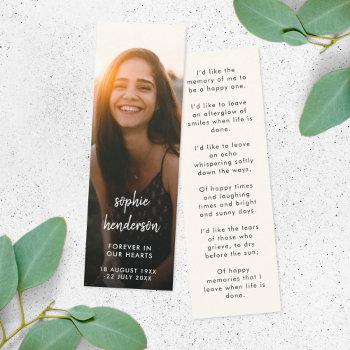 Modern Memorial Funeral Poem Mini Bookmark Card by GuavaDesign at Zazzle