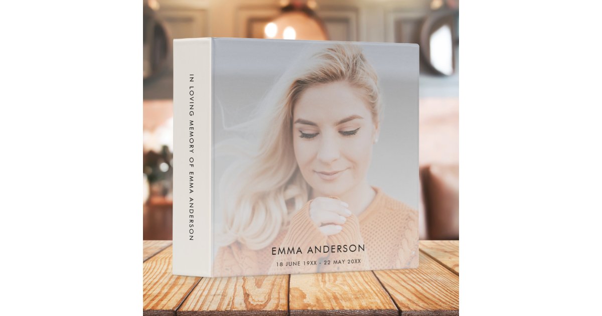 Modern Memorial In Loving Memory Guest Book 3 Ring Binder | Zazzle