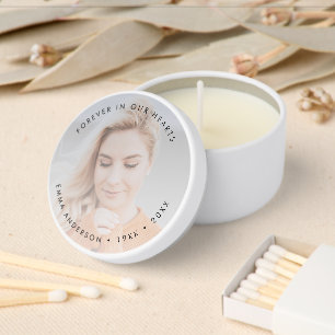 Modern Memorial Keepsake Funeral Tribute Photo Mini Candle Favors
