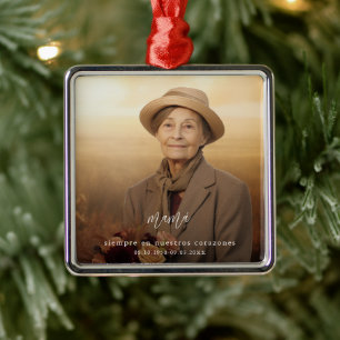 Modern Memorial Keepsake Spanish Photo Metal Ornament