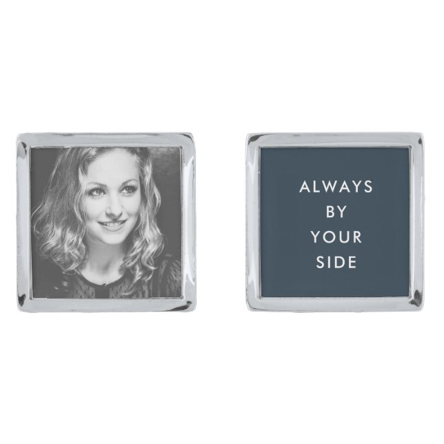 Modern Memorial | Navy Blue Always by your Side Cufflinks (Front)