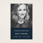 Modern Memorial | Navy Blue Funeral Poem Card (Front)