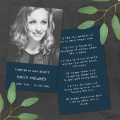 Modern Memorial | Navy Blue Funeral Poem Card