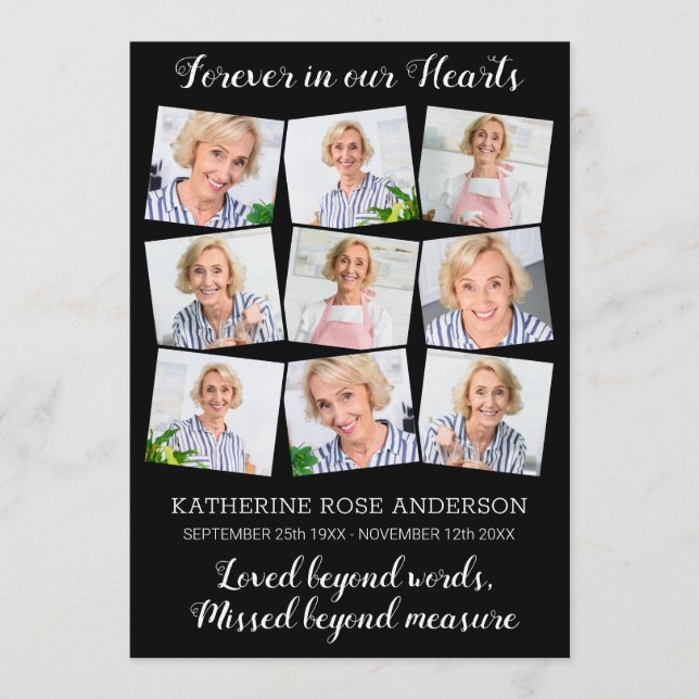 Modern Memorial Order Of Service 9 Photo Funeral Program (Front)