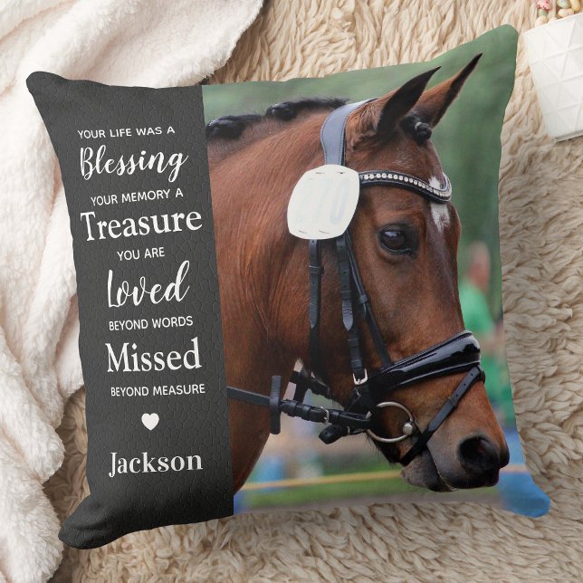 Modern Memorial Personalized 2 Photo Remembrance  Throw Pillow (Creator Uploaded)