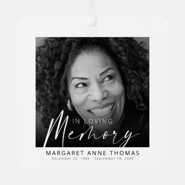 Modern Memorial Photo Christmas Tree Metal Ornament (Front)