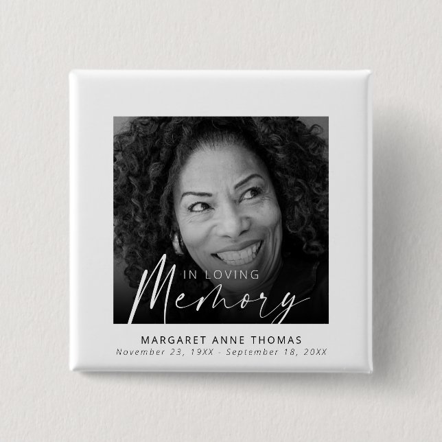 Modern Memorial Photo Funeral Button (Front)