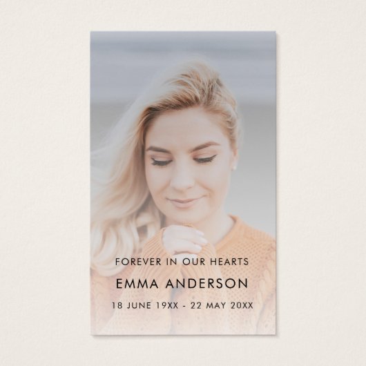 Modern Memorial Photo Funeral Poem or Prayer Card (Front)