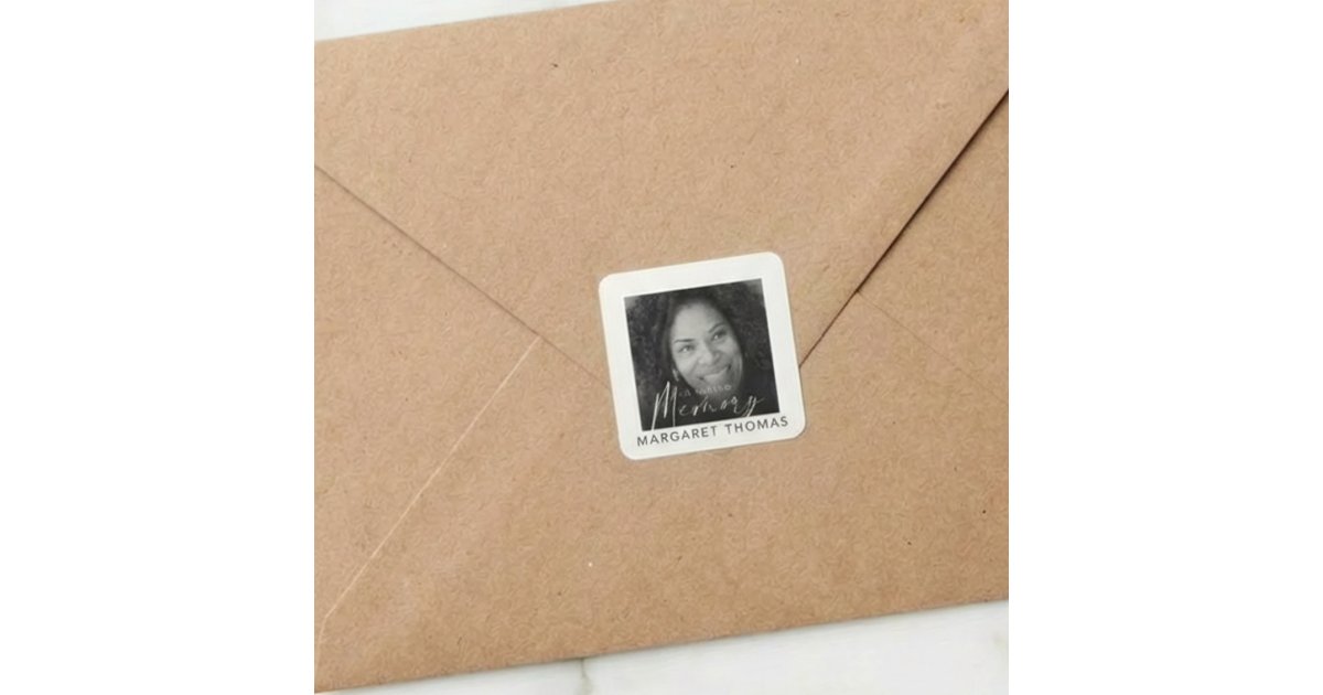Modern Memorial Photo Funeral Square Sticker | Zazzle