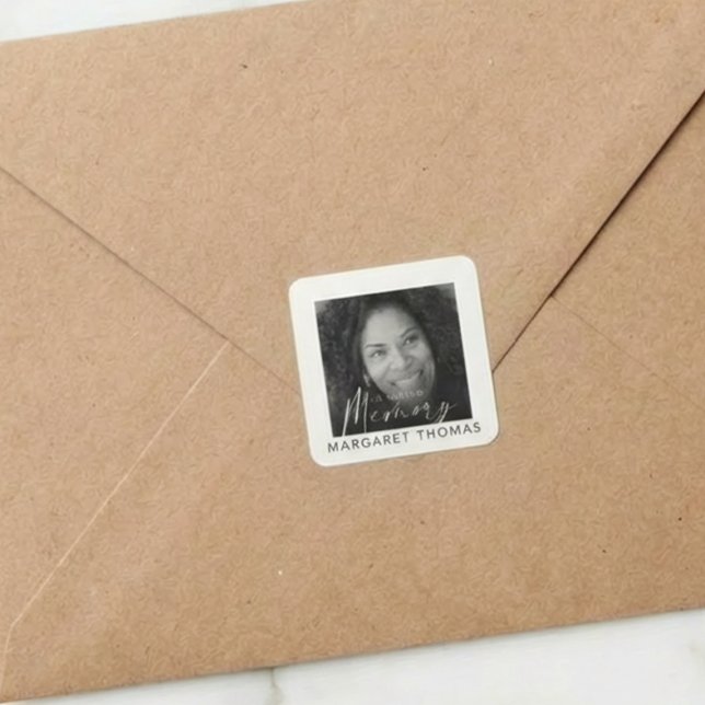 Modern Memorial Photo Funeral Square Sticker (Creator Uploaded)