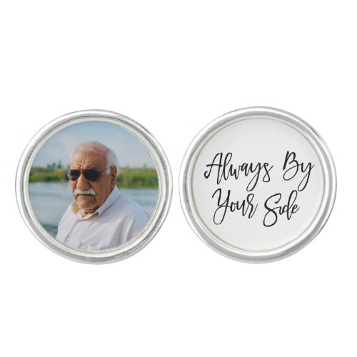 Modern Memorial Photo Groom Always By Your Side Cufflinks