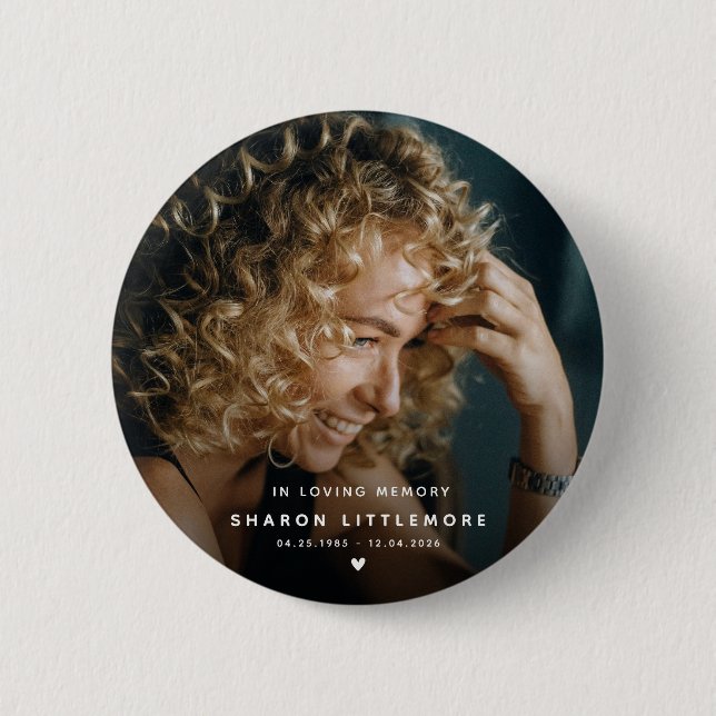 Modern Memorial Photo Keepsake Button (Front)
