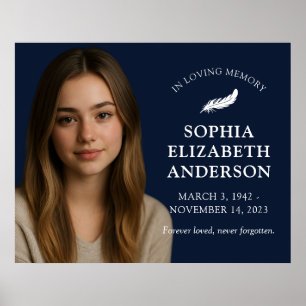 Modern Memorial Photo Remembrance Tribute Navy Poster