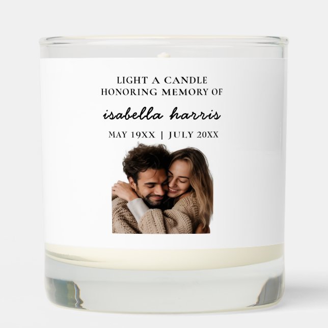 Modern Memorial Photo Tribute Design Scented Candle (Front)