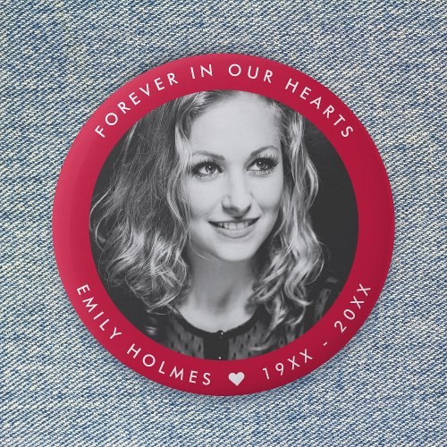 Modern Memorial  Pink Funeral Photo Tribute Button