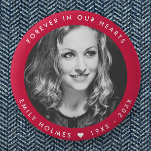 Modern Memorial   Pink Funeral Photo Tribute Button