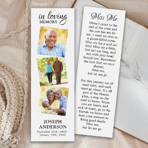 Modern Memorial Poem 3 Photo Funeral Bookmark