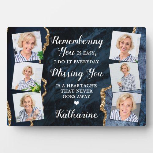 Modern Memorial Remembrance Custom 6 Photo Collage Plaque