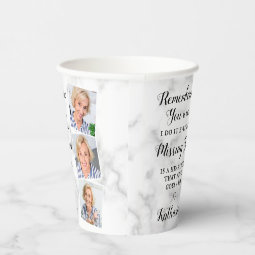 Modern Memorial Remembrance Custom Photo Funeral P Paper Cups | Zazzle