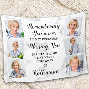 Modern Memorial Remembrance Keepsake Photo Collage Fleece Blanket