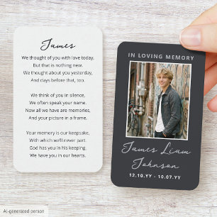 Modern Memorial Sympathy Photo Card Script Gray